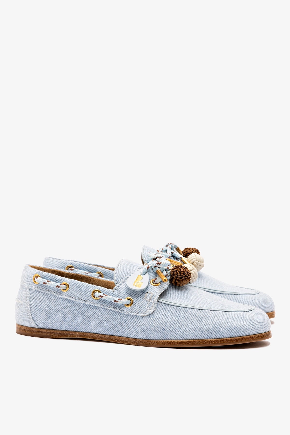 Larroude Cyprus Boat Shoe In Maya Denim
