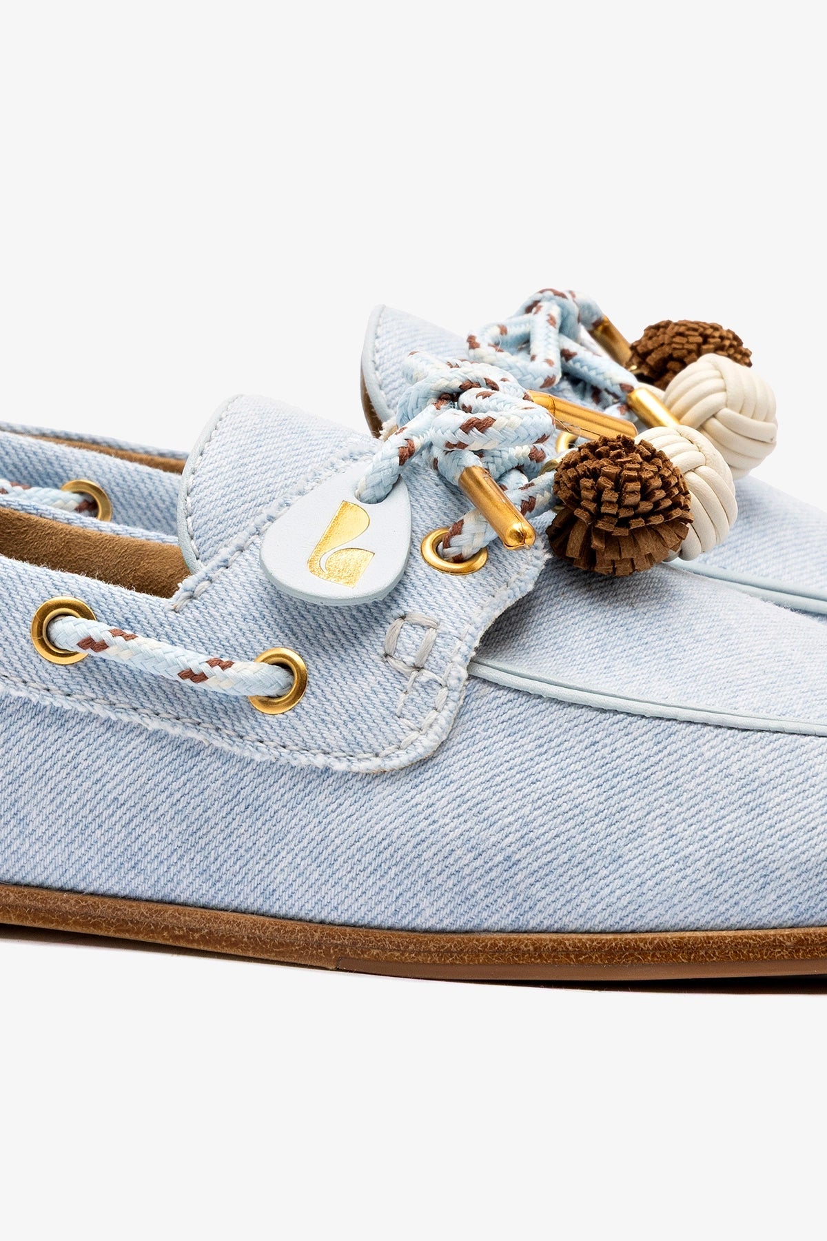 Larroude Cyprus Boat Shoe In Maya Denim