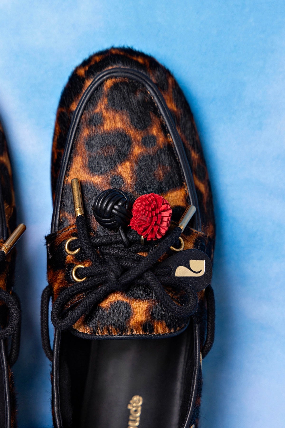 Larroude Cyprus Boat Shoe In Leopard Print Calf Hair Leather