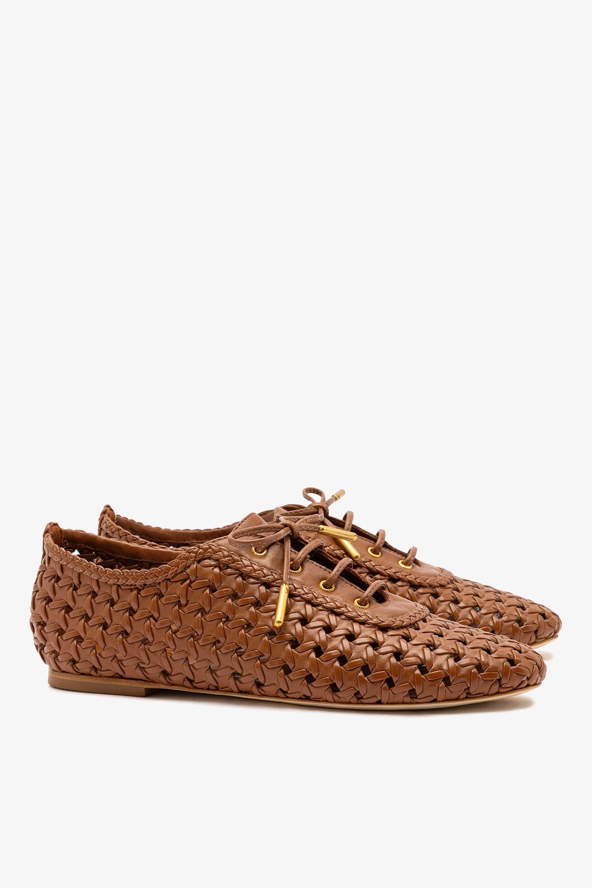 Larroude Liza Macrame Sneaker In Caramel Leather