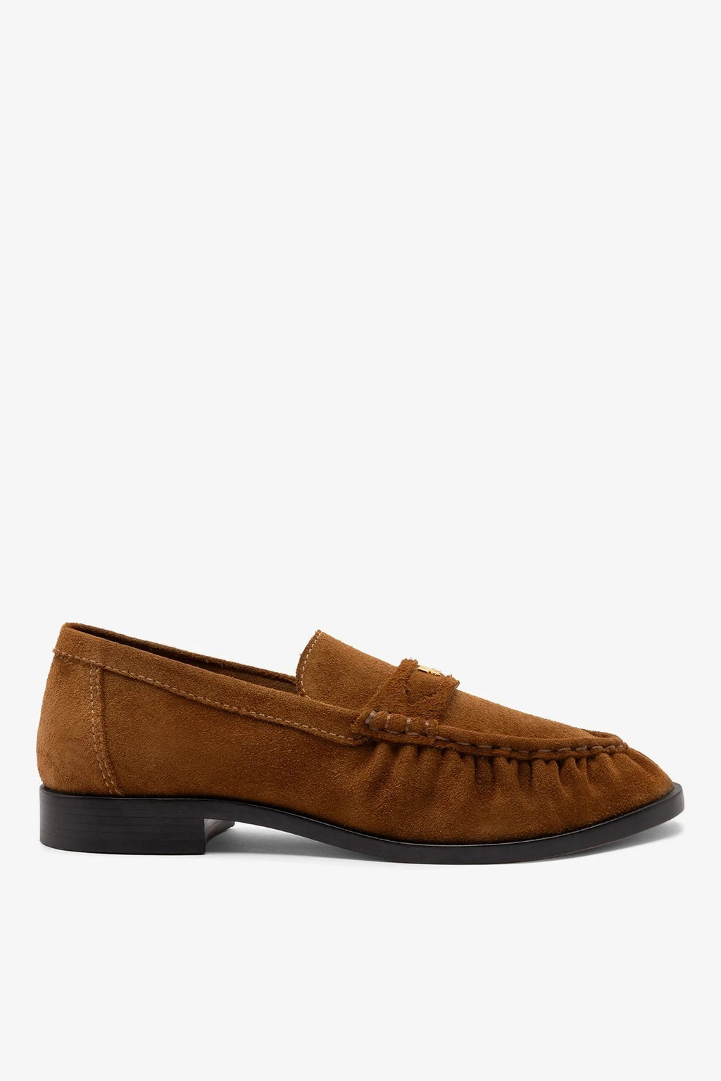 Larroude Suki Soft Loafer In Russet Suede