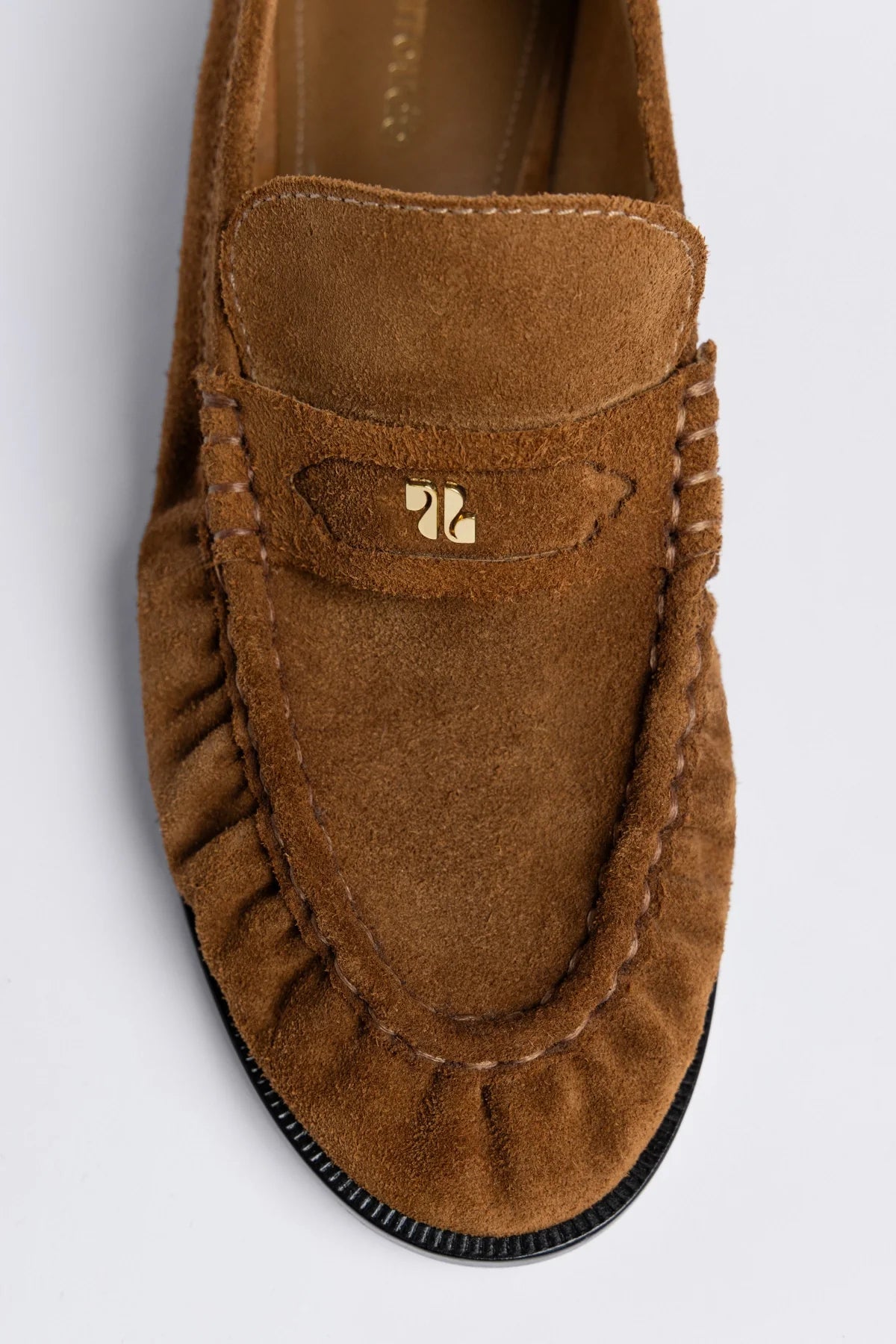 Larroude Suki Soft Loafer In Russet Suede