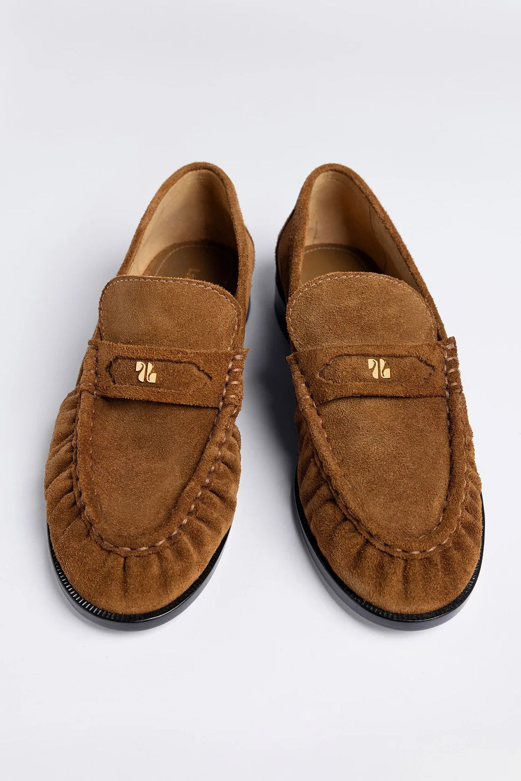 Larroude Suki Soft Loafer In Russet Suede