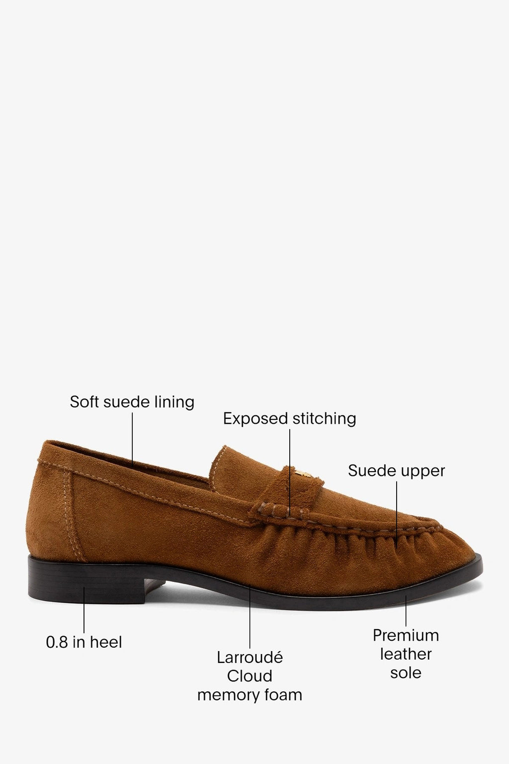Larroude Suki Soft Loafer In Russet Suede