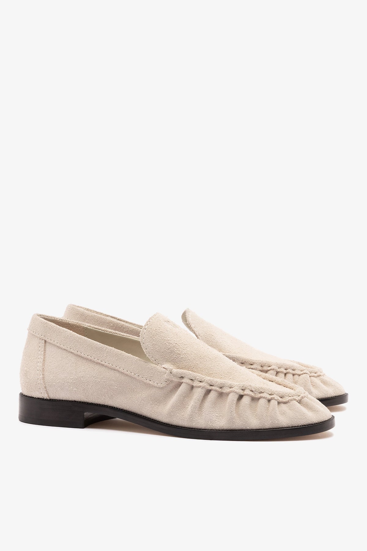 Larroude Margaux Loafer In Mushroom Grey Suede