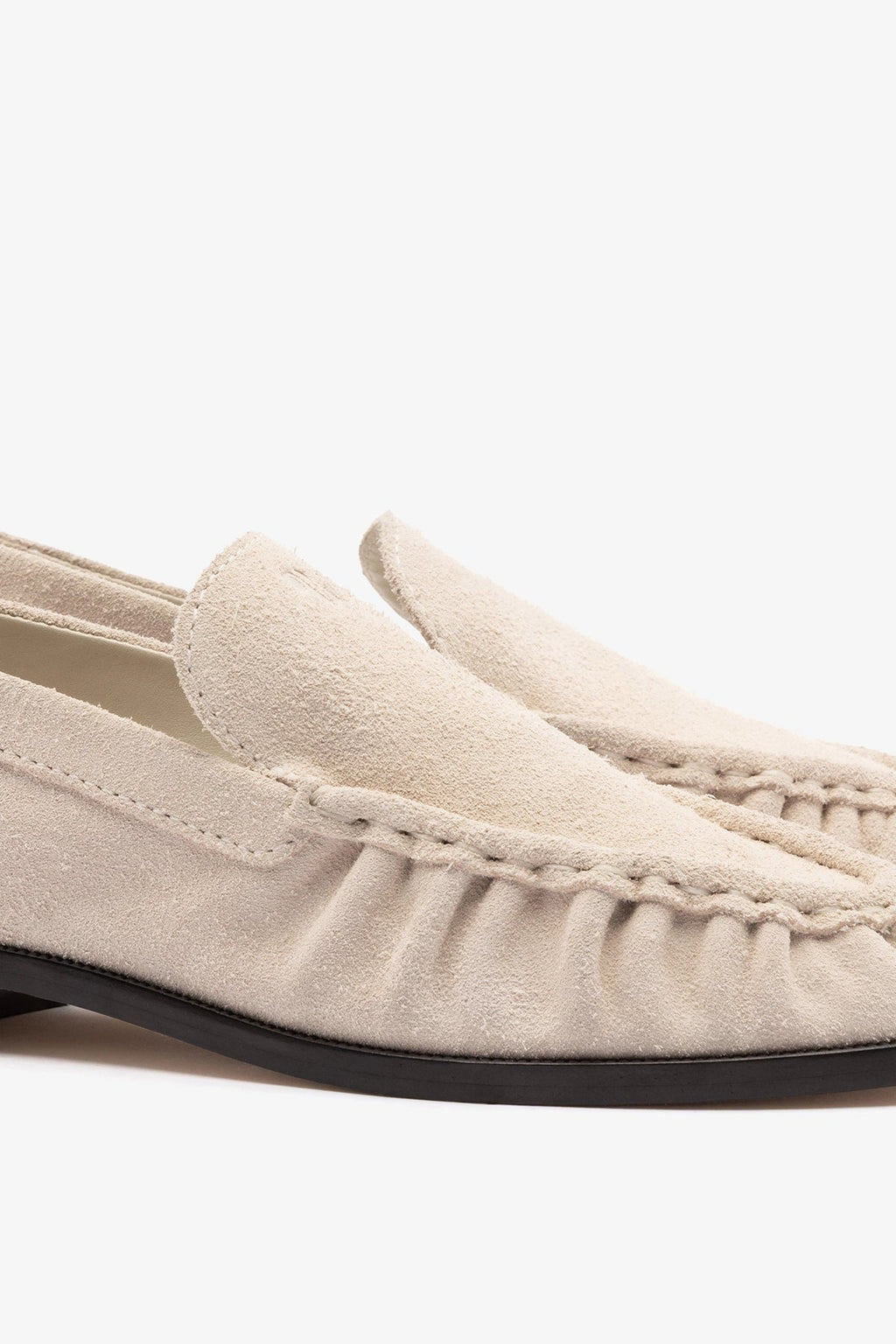 Larroude Margaux Loafer In Mushroom Grey Suede