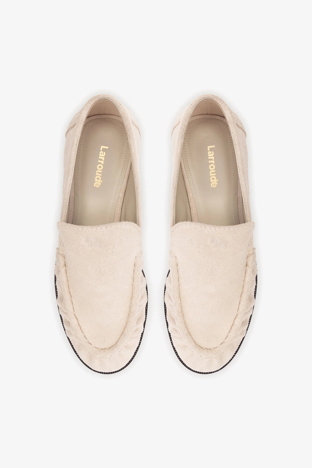 Larroude Margaux Loafer In Mushroom Grey Suede