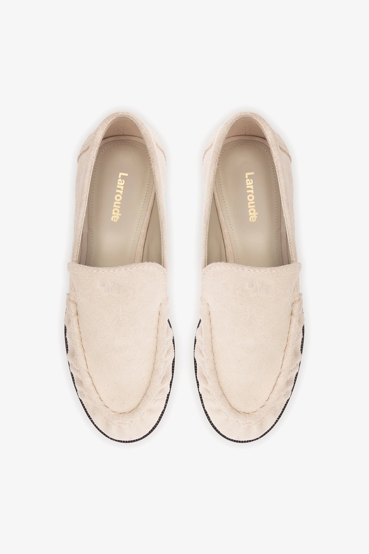 Larroude Margaux Loafer In Mushroom Grey Suede