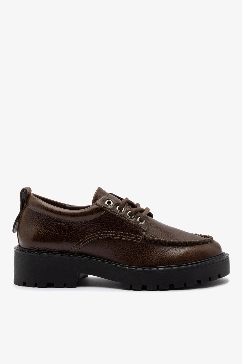 Larroude London Lace Up Loafer In Brown Leather