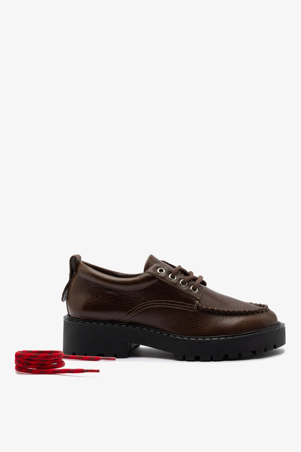 Larroude London Lace Up Loafer In Brown Leather
