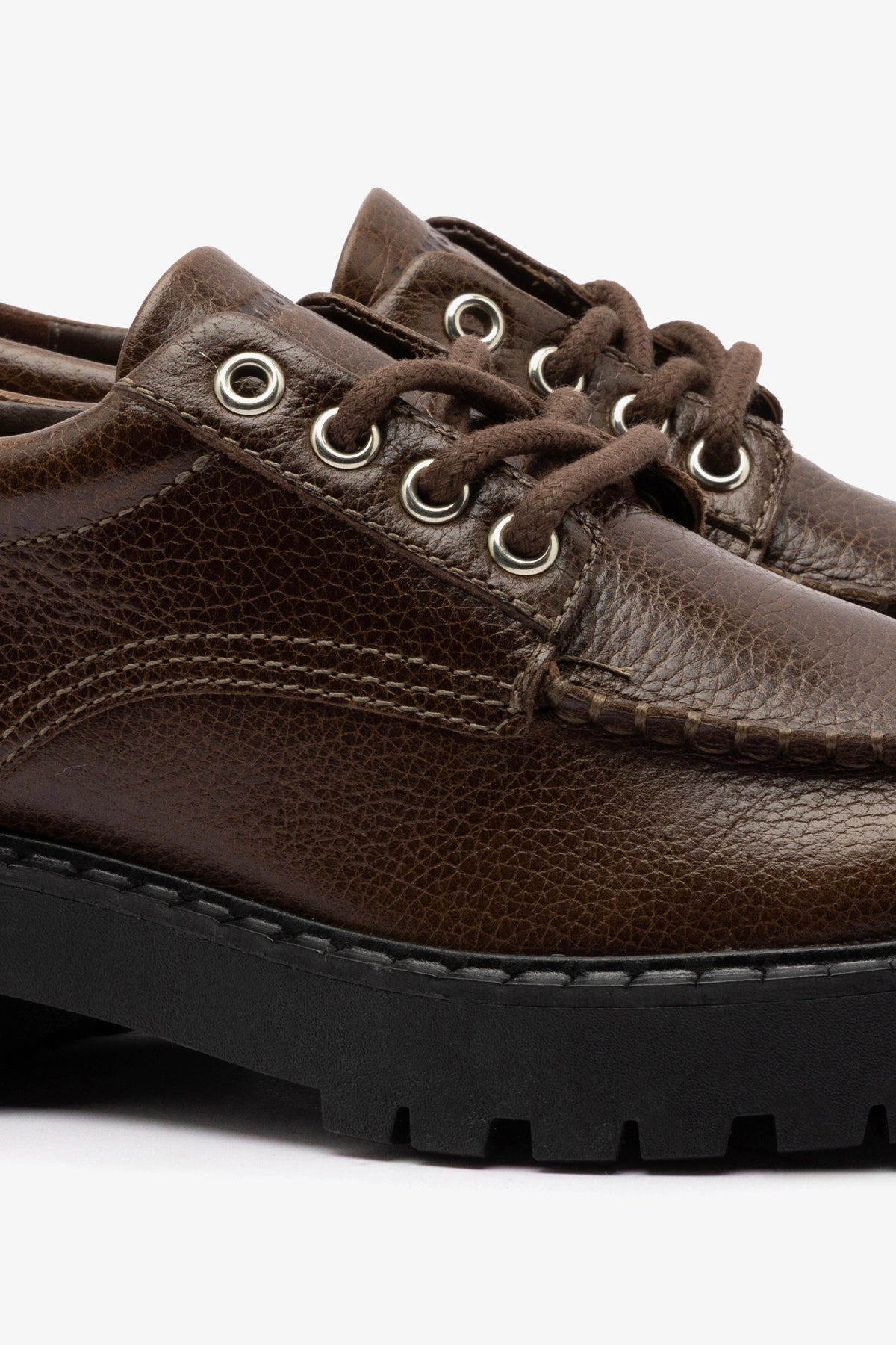 Larroude London Lace Up Loafer In Brown Leather
