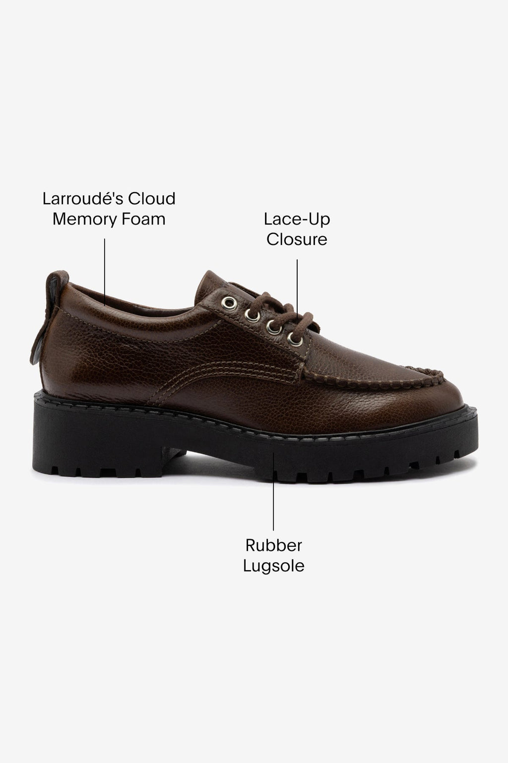 Larroude London Lace Up Loafer In Brown Leather