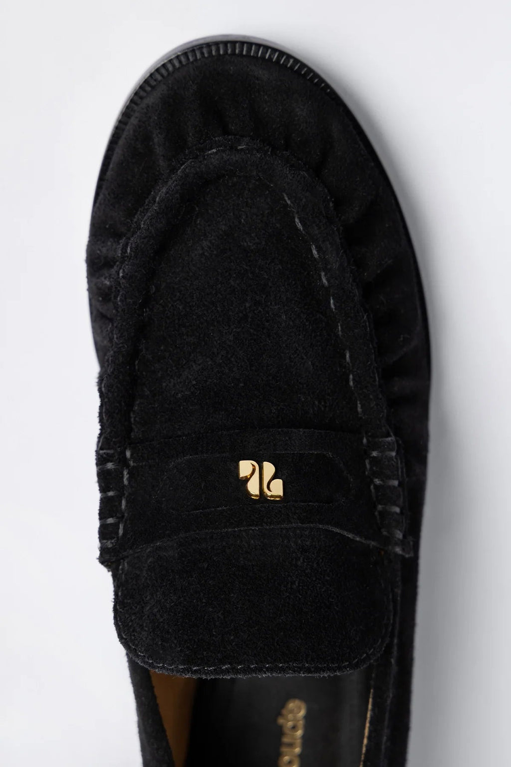Larroude Suki Soft Loafer In Black Suede