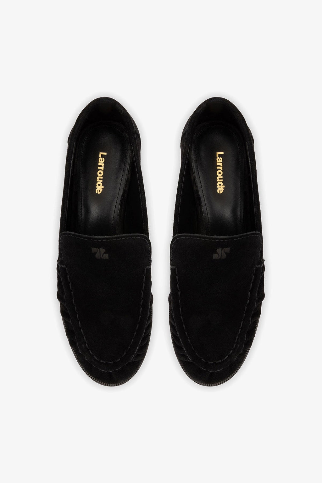 Larroude Margaux Loafer In Black Suede