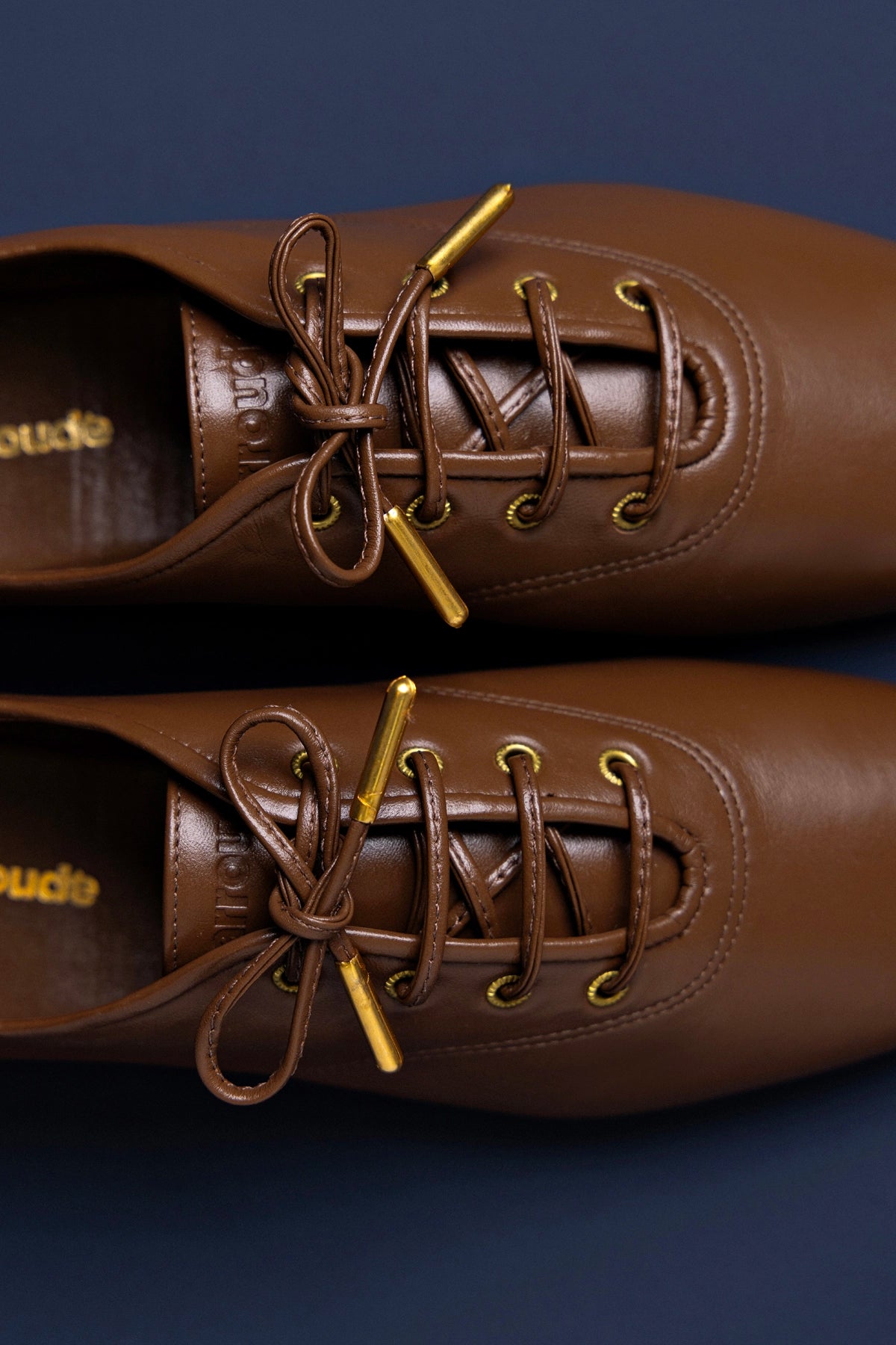 Larroude Liza Sneaker In Burnt Umber Leather