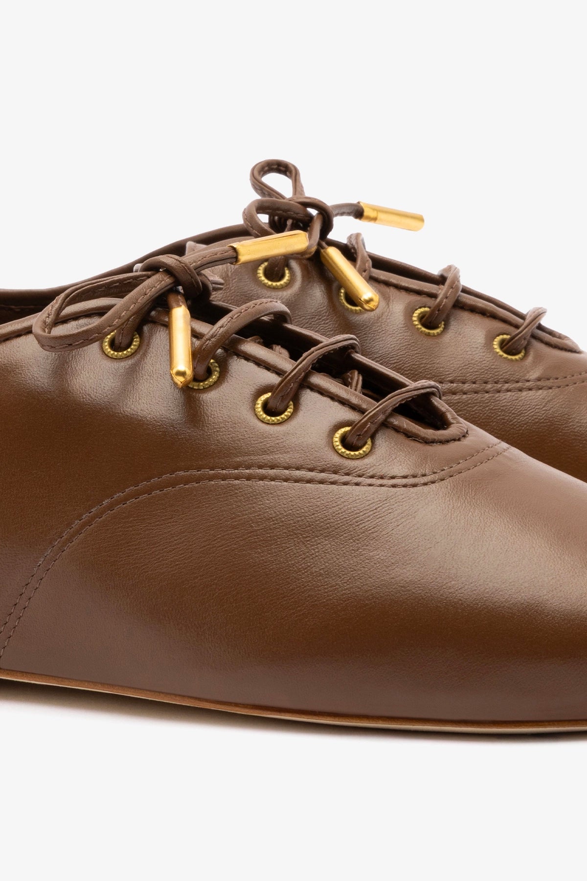 Larroude Liza Sneaker In Burnt Umber Leather