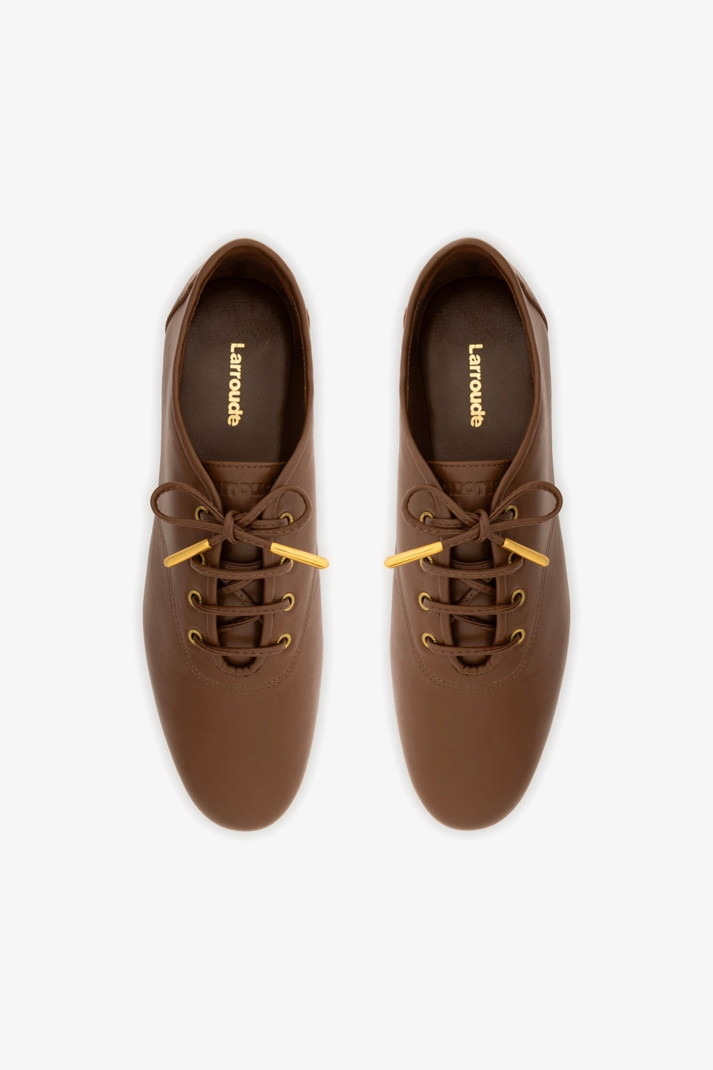 Larroude Liza Sneaker In Burnt Umber Leather