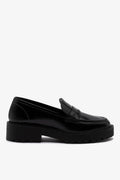 Larroude Suki Lugsole Loafer In Black Box Leather