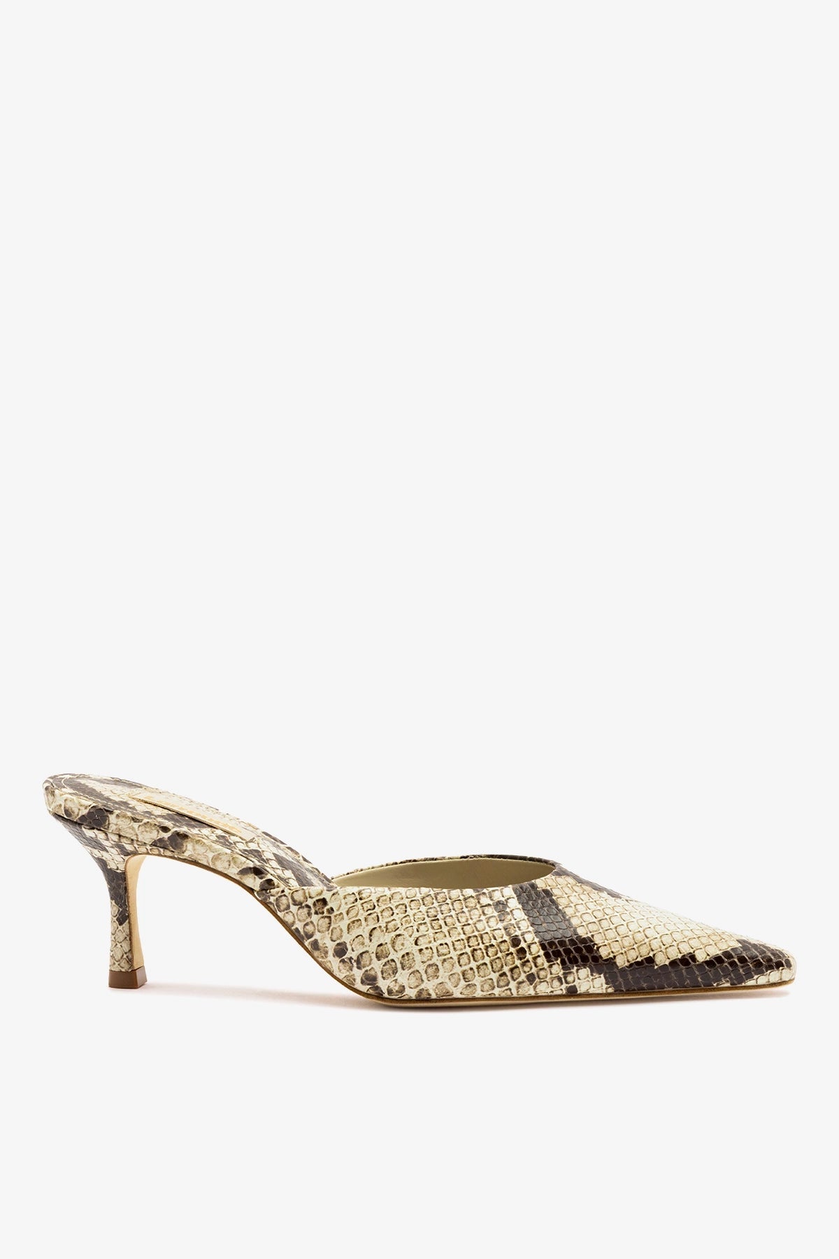 Larroude Carine Mule Neutral Snake Leather