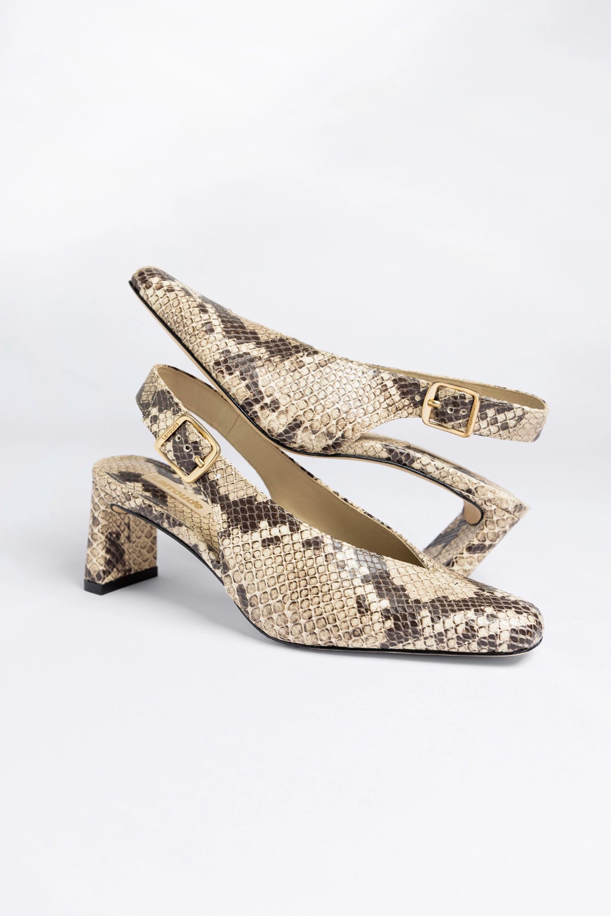 Larroude Katie Pump Neutral Snake Leather