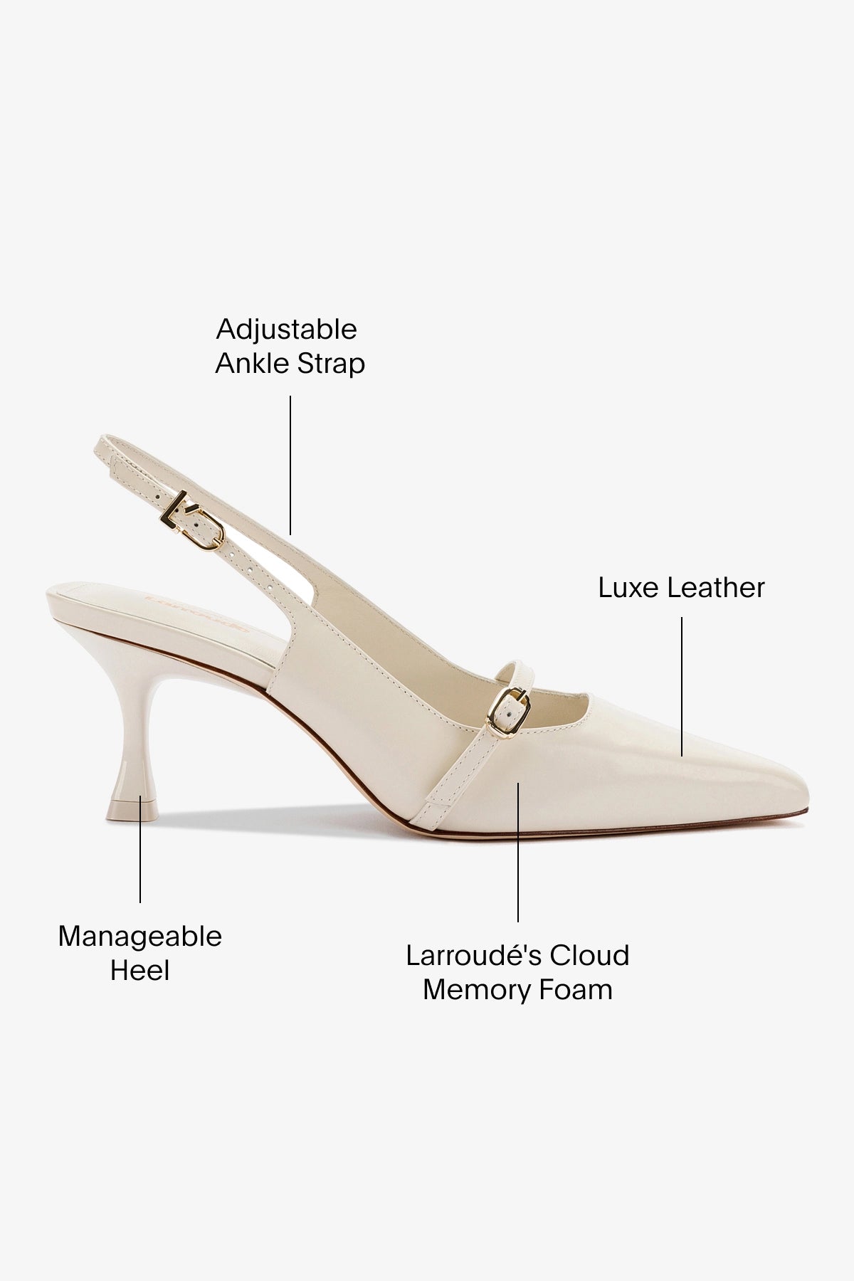 Larroude Ines Pump In Ivory Leather