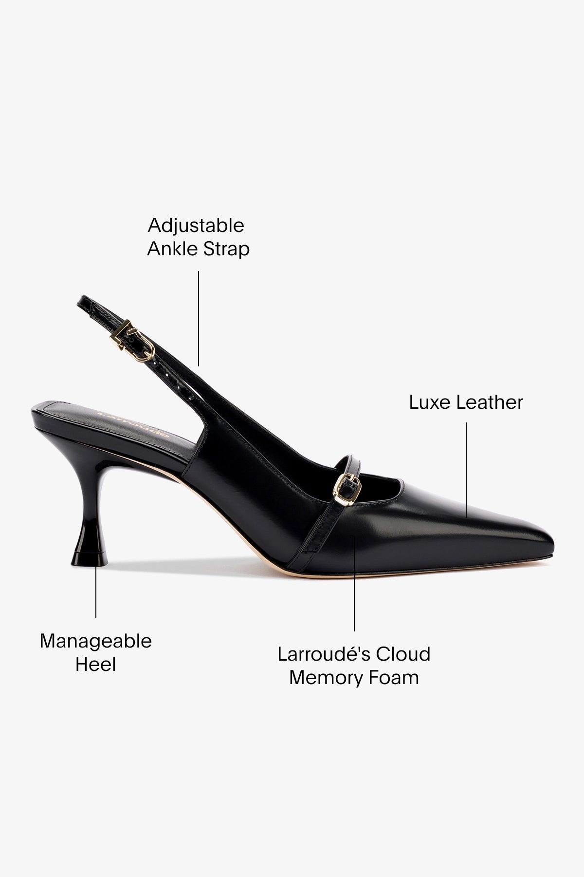 Larroude Ines Pump In Black Leather