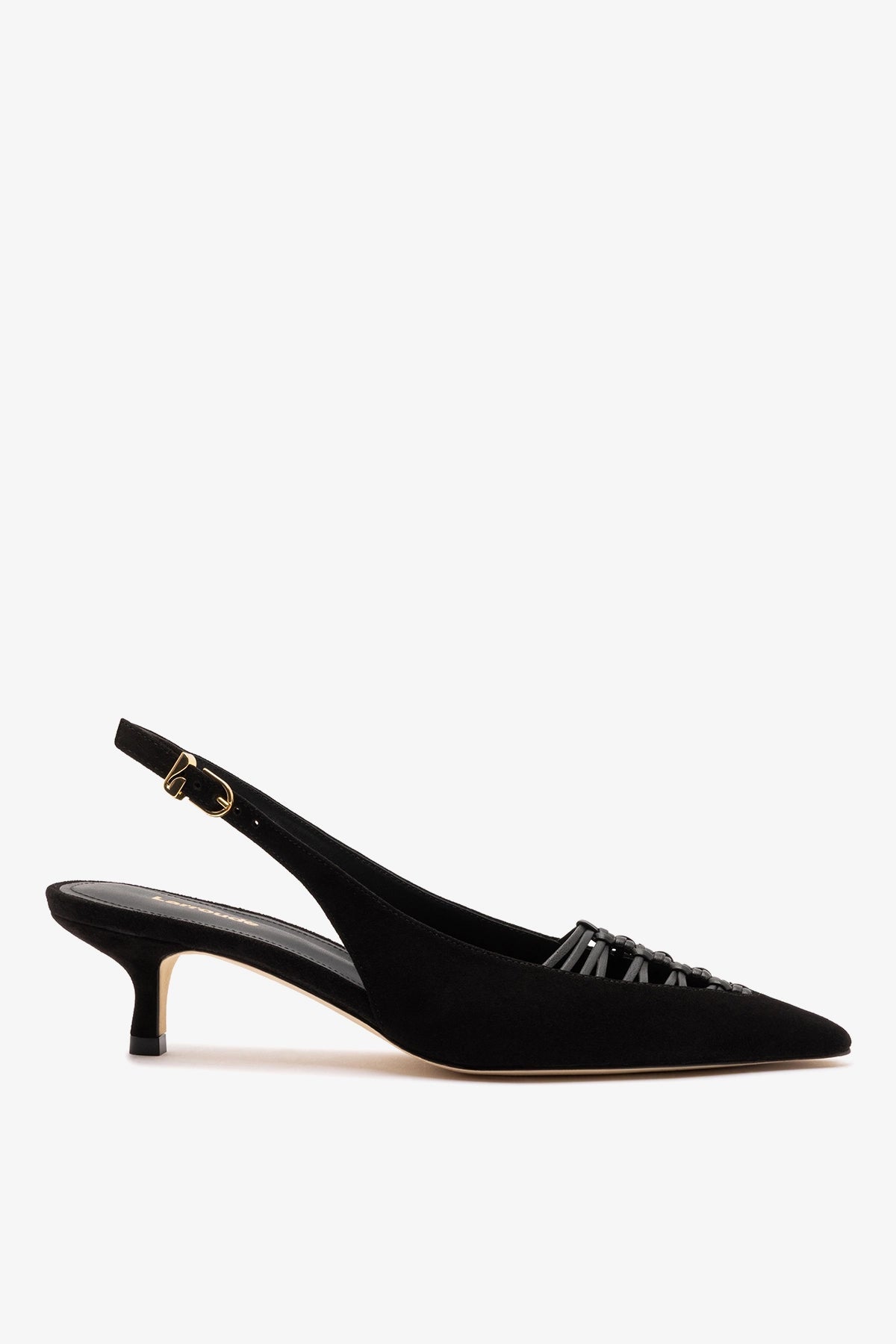 Larroude Nara Pump In Black Suede and Leather