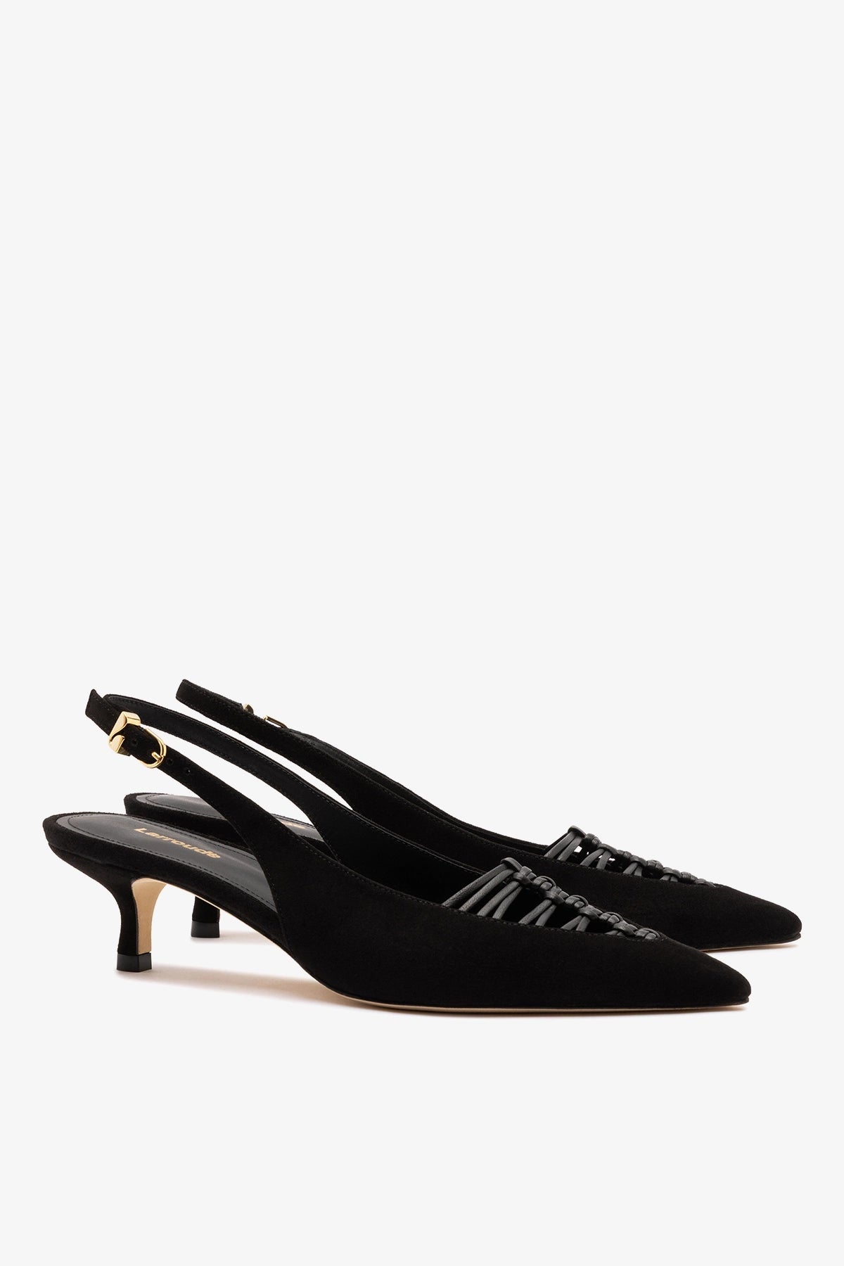 Larroude Nara Pump In Black Suede and Leather