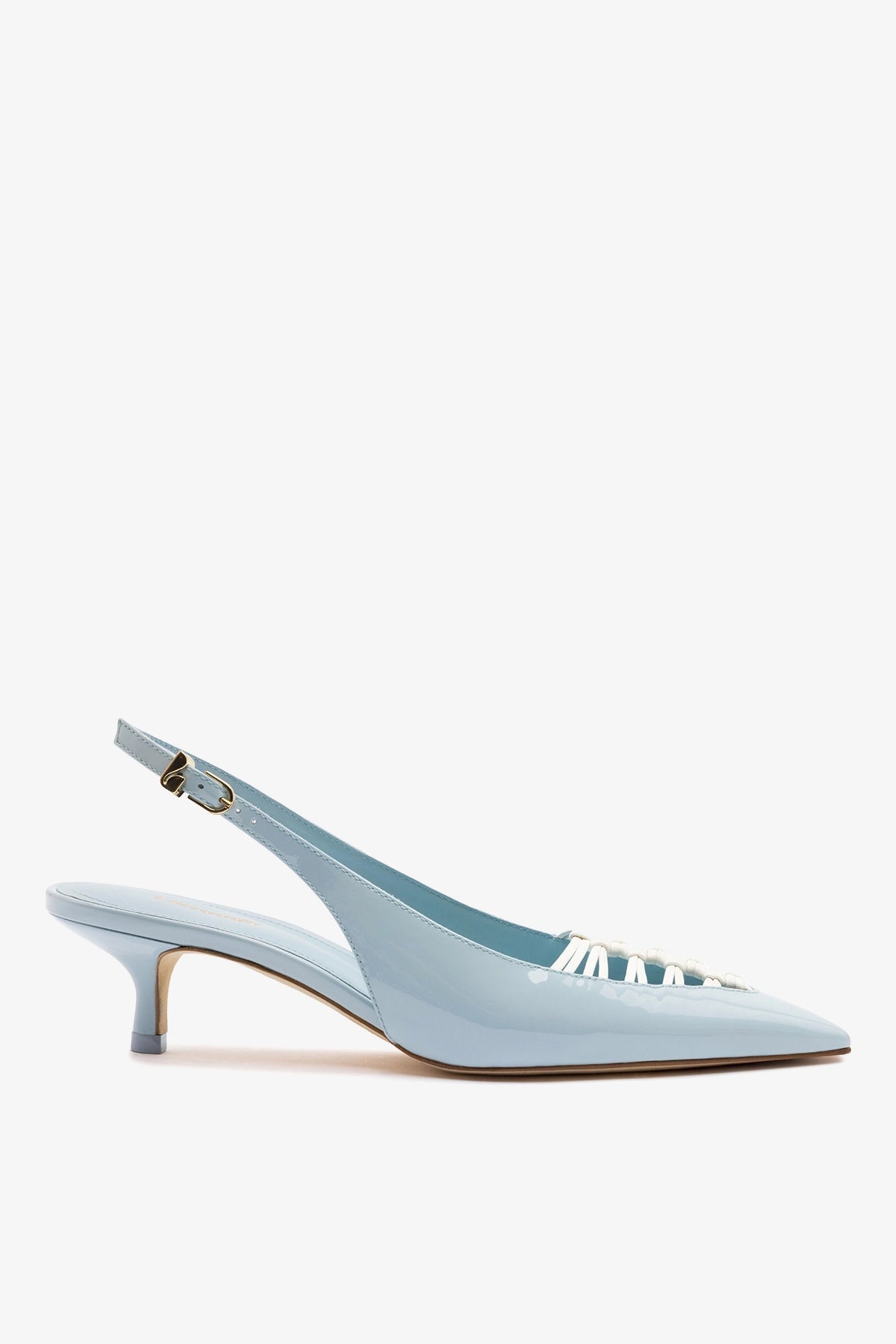 Larroude Nara Pump In Maya Patent Leather and White Leather