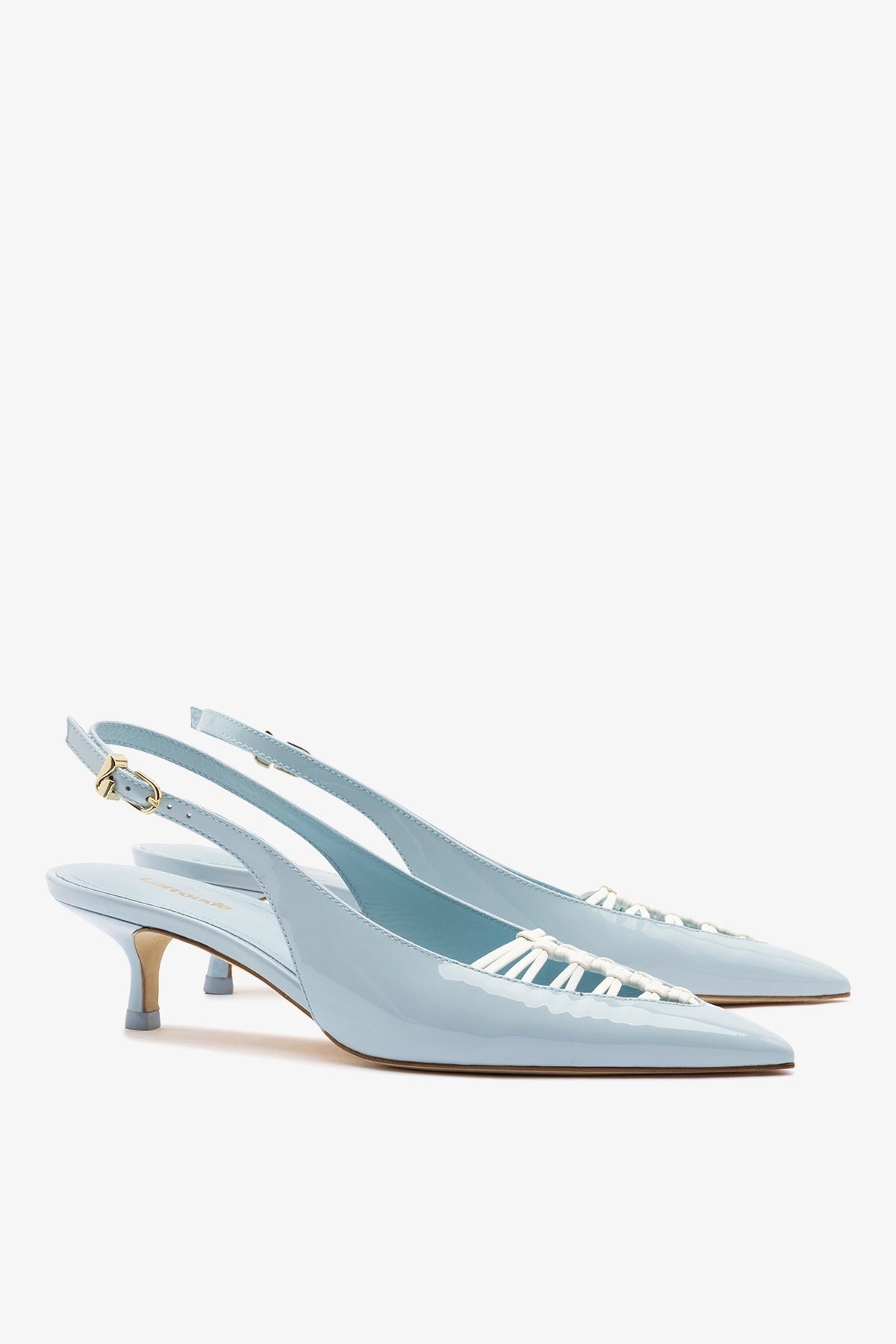 Larroude Nara Pump In Maya Patent Leather and White Leather