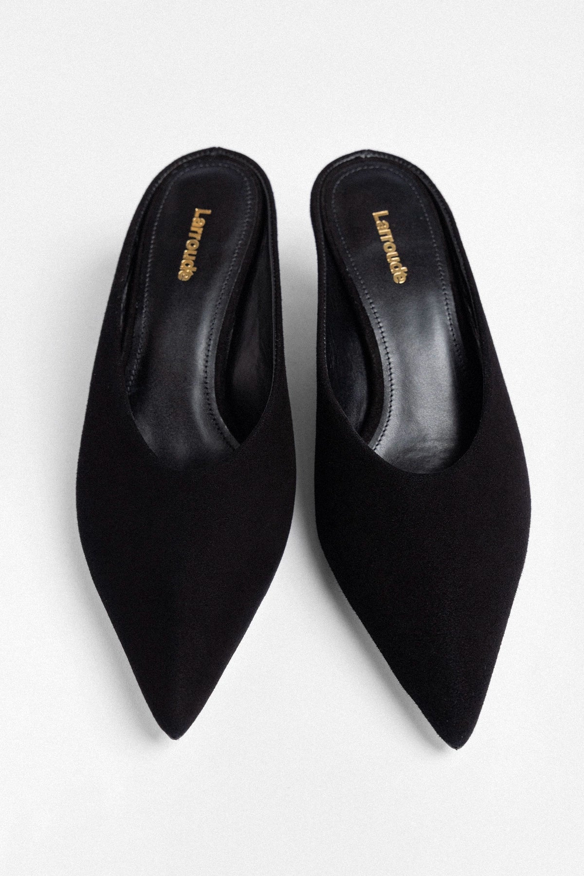 Larroude Loulou Mule Black Suede