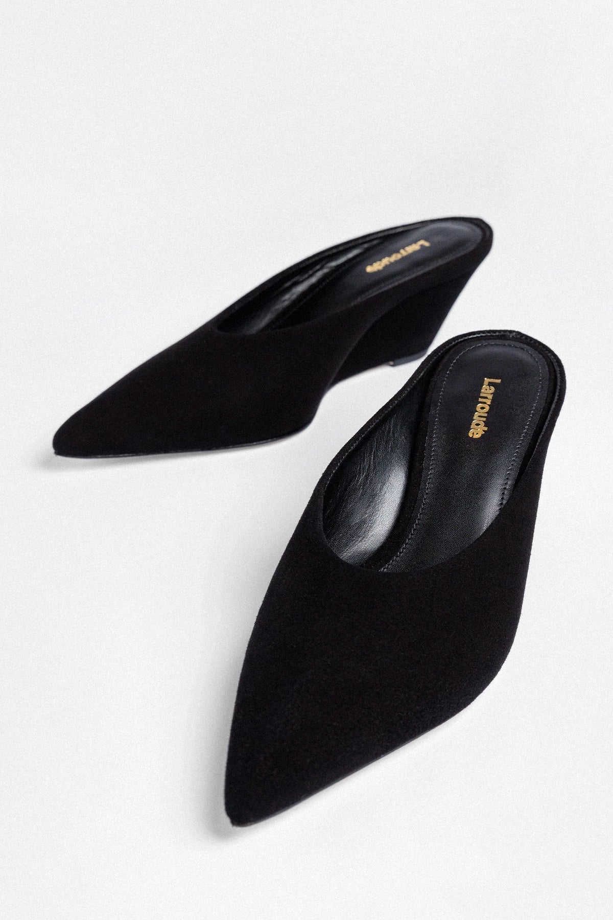 Larroude Loulou Mule Black Suede