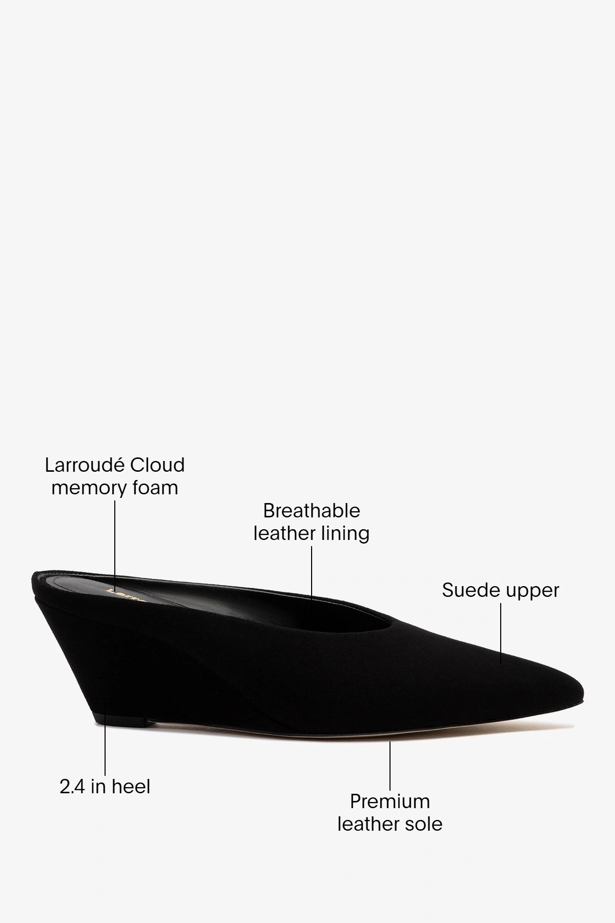 Larroude Loulou Mule Black Suede
