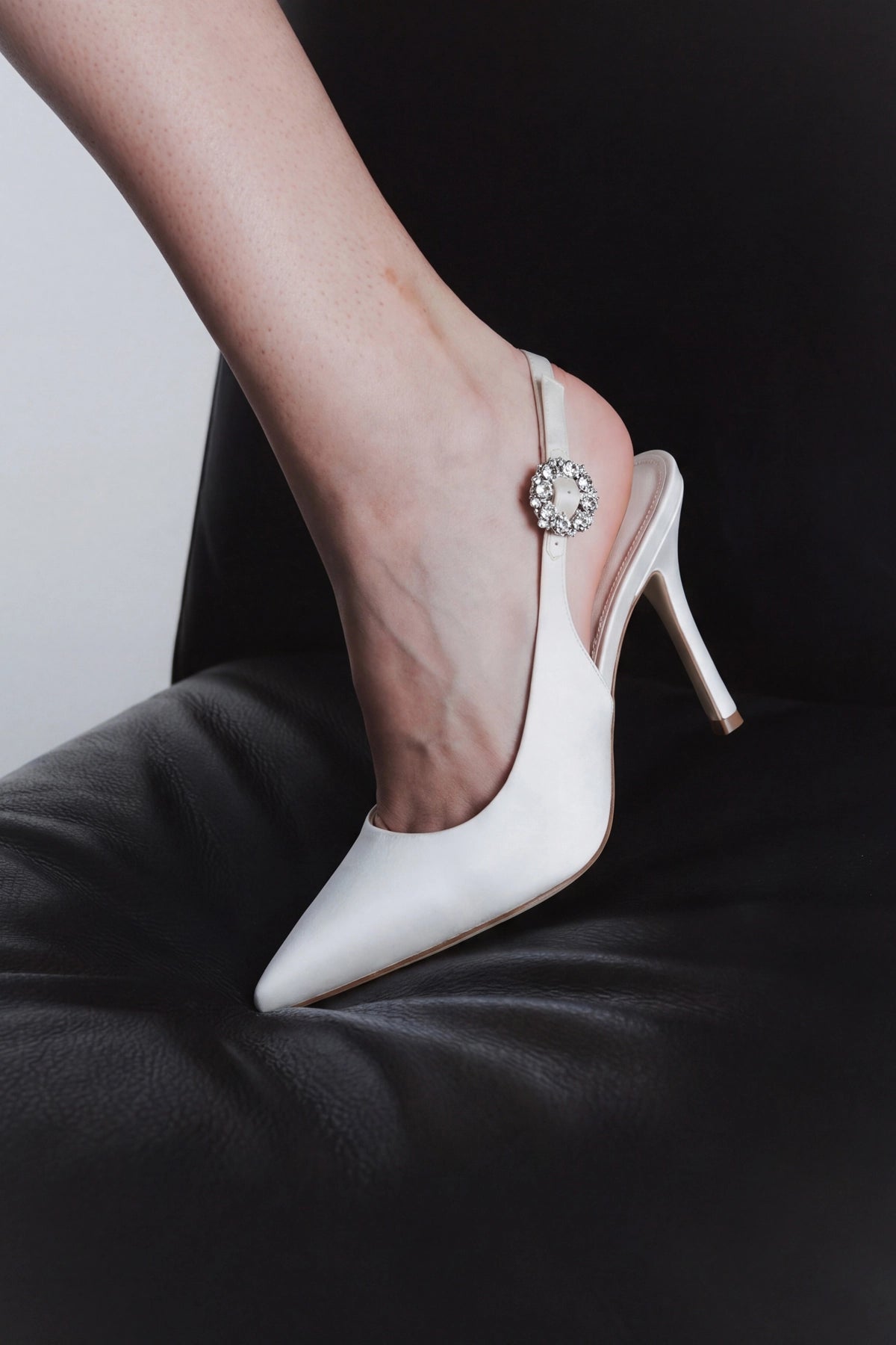 Larroude Carine Pump White Satin