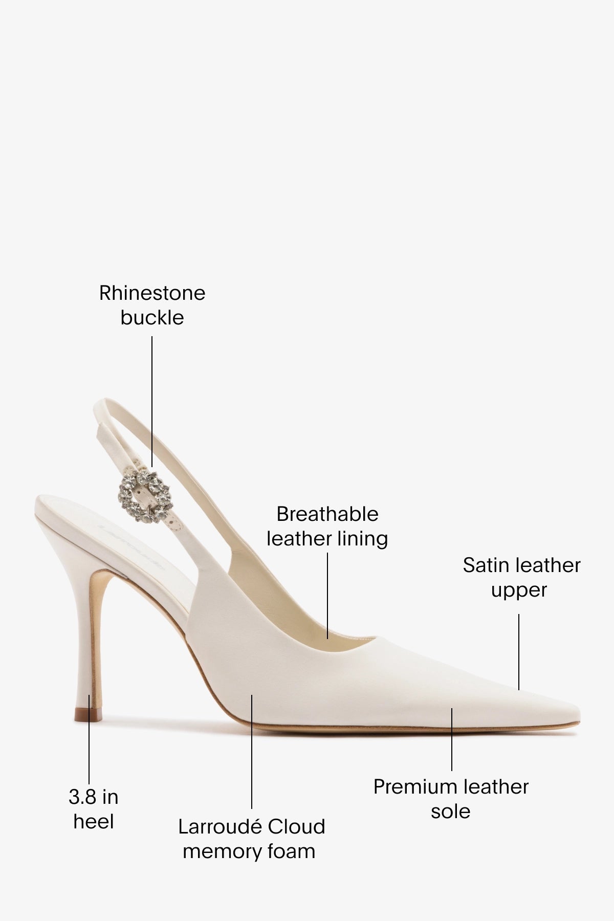 Larroude Carine Pump White Satin