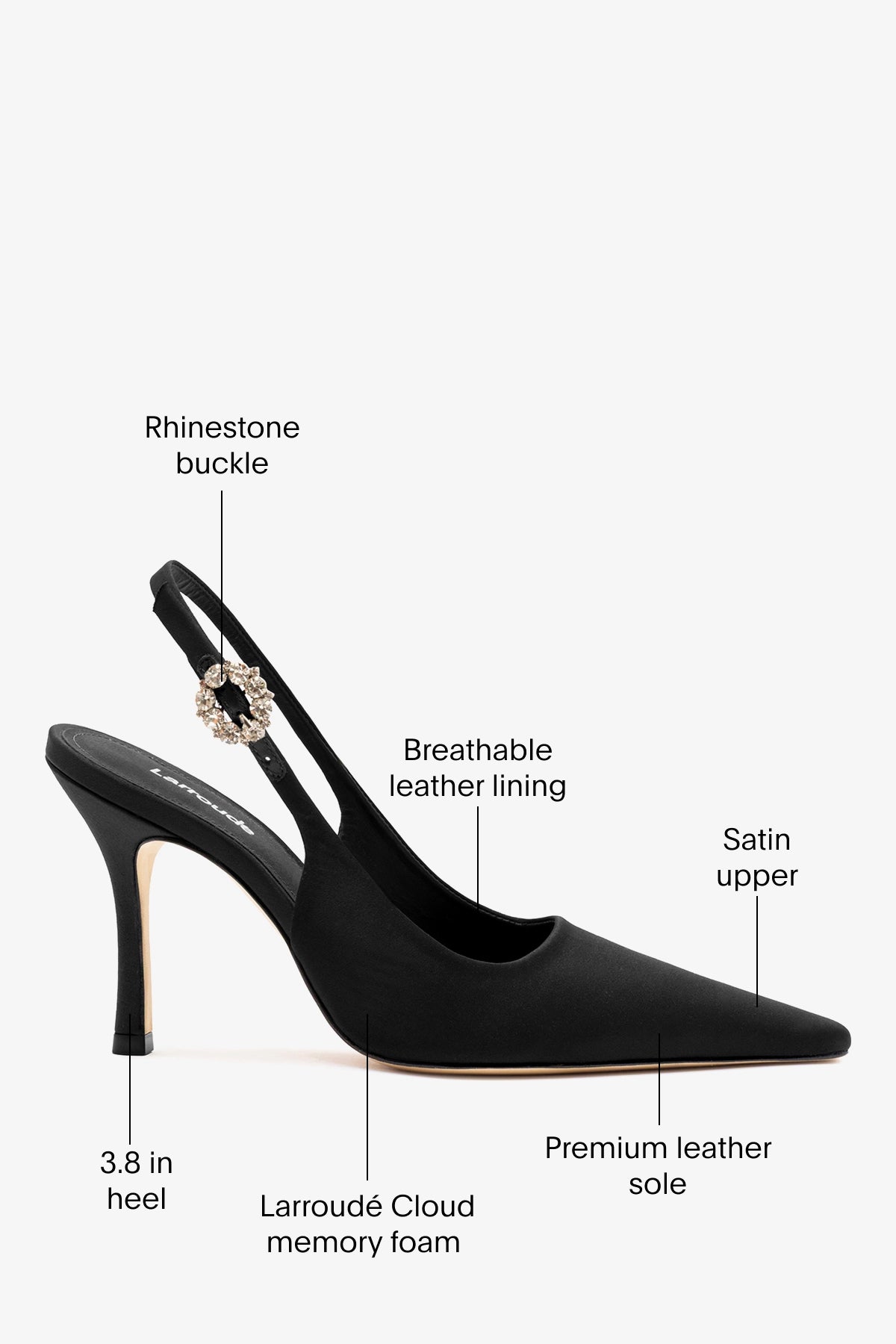 Larroude Carine Pump Black Satin