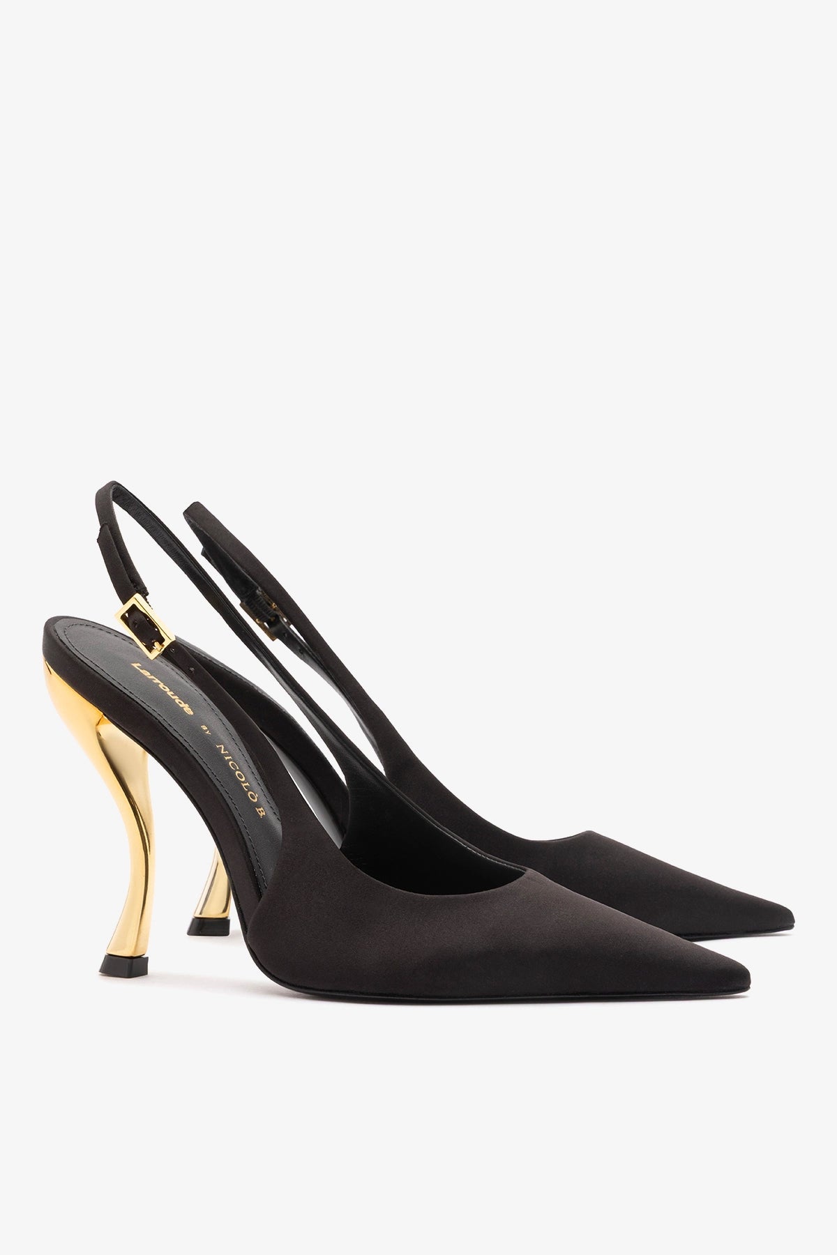 Larroude Larroudé x Nicolò B.: Grace Pump Black Satin