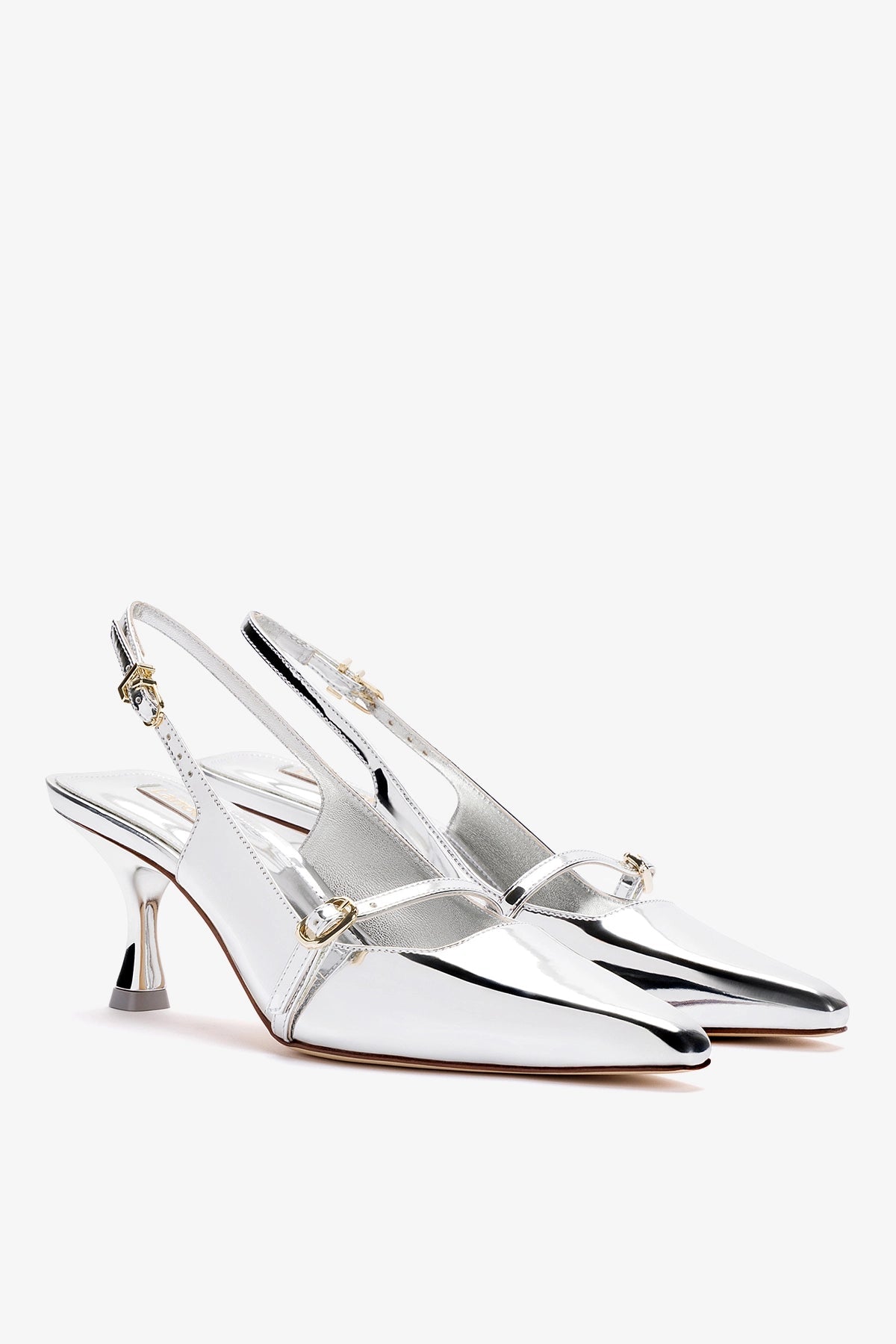 Larroude Ines Pump In Silver Specchio