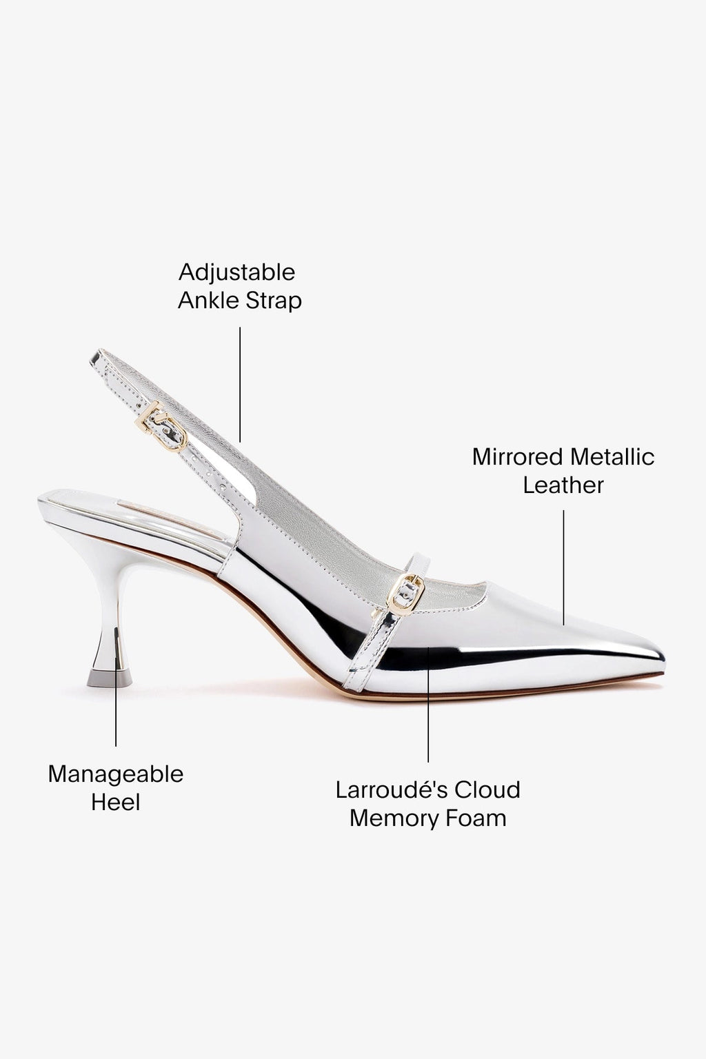 Larroude Ines Pump In Silver Specchio