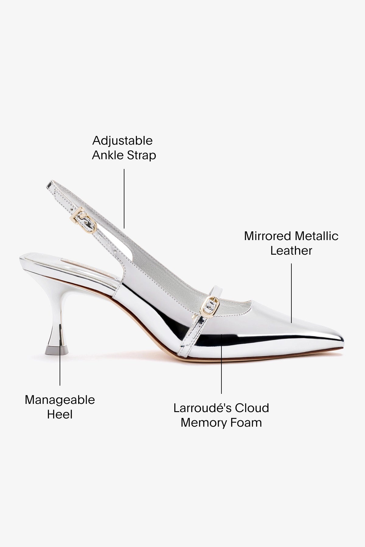 Larroude Ines Pump In Silver Specchio