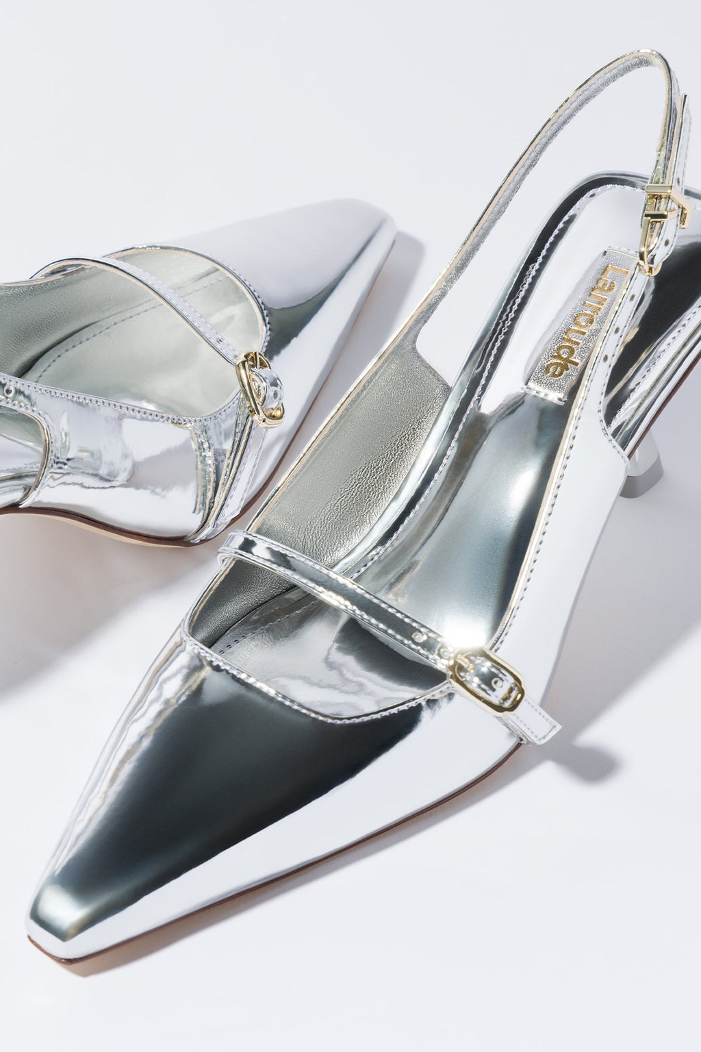 Larroude Ines Pump In Silver Specchio