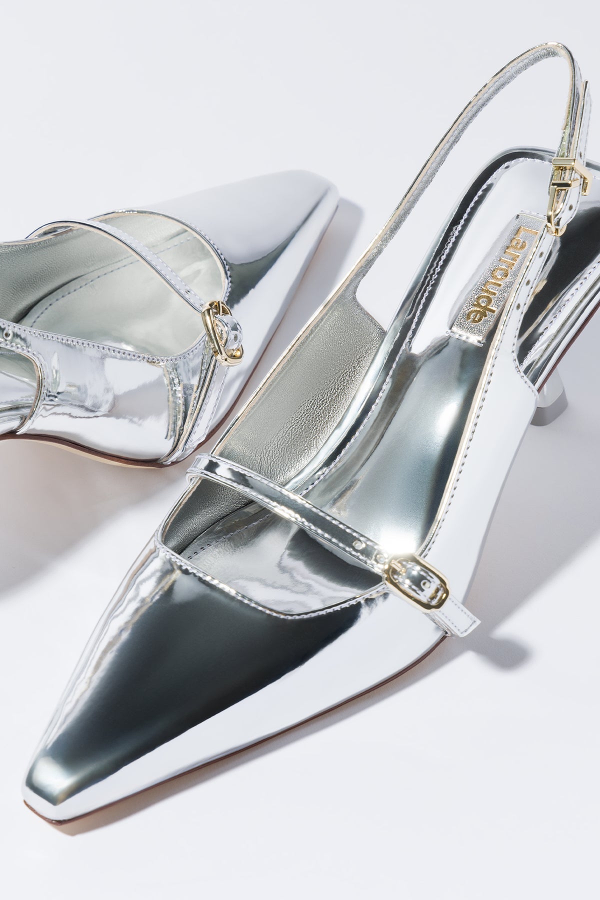 Larroude Ines Pump In Silver Specchio