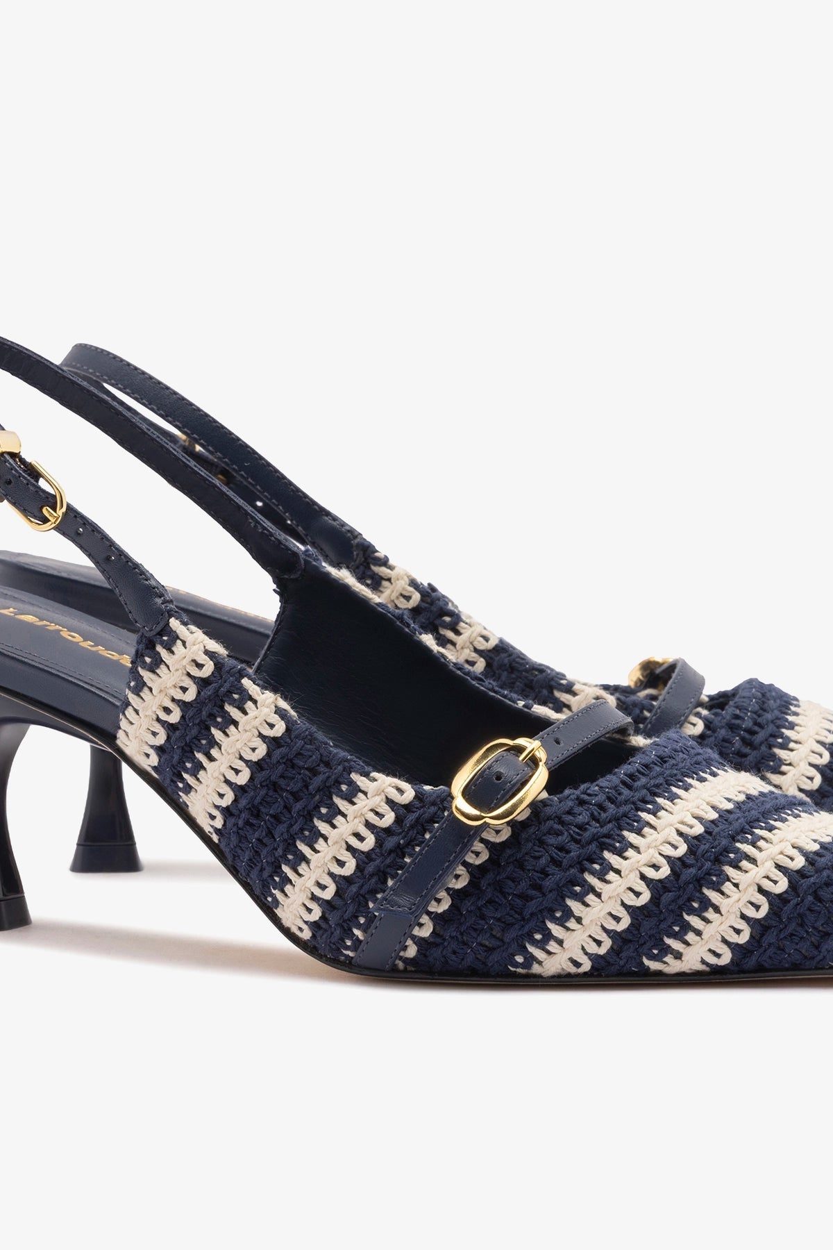 Larroude Ines Crochet Pump Striped Navy