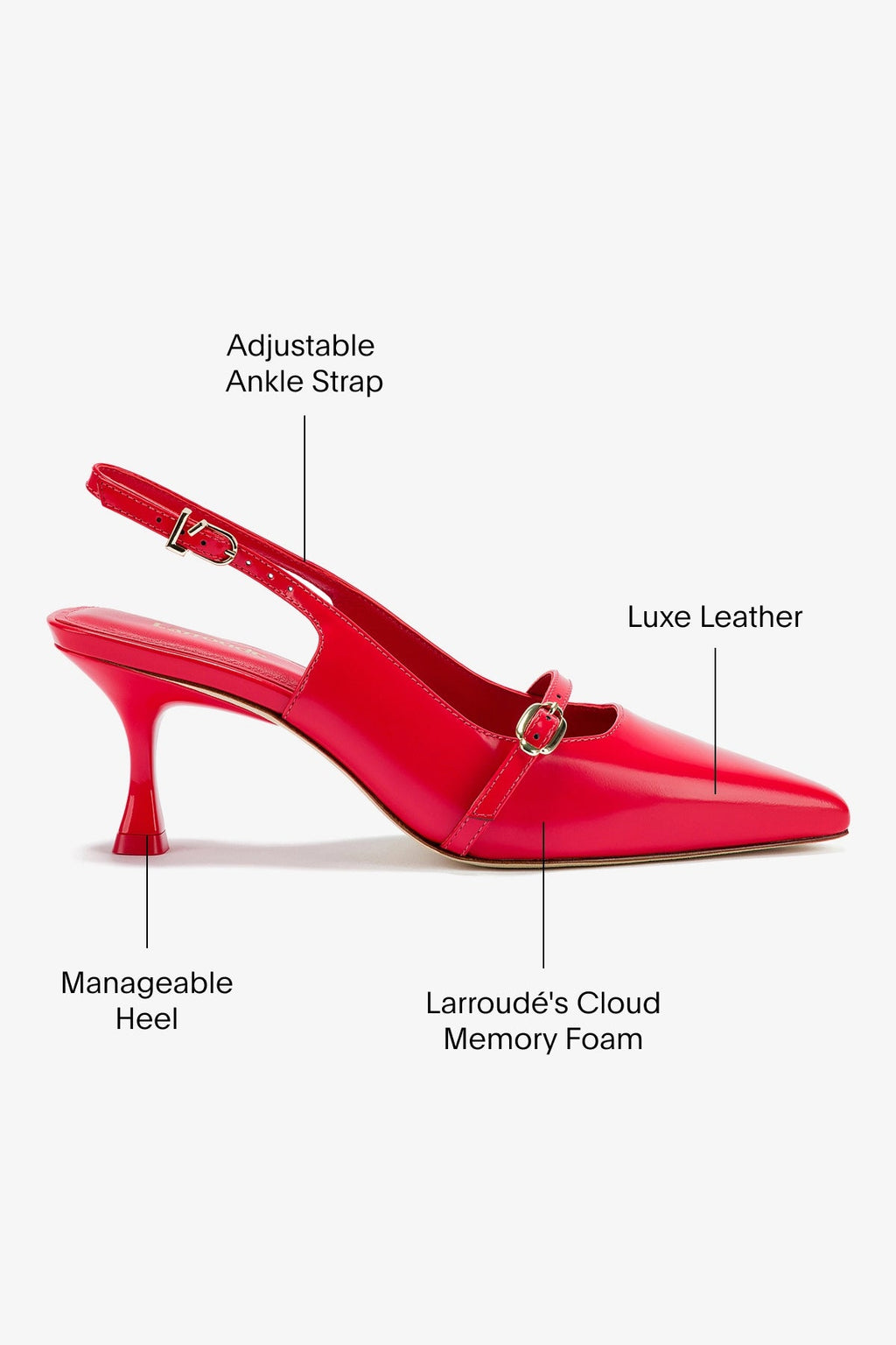 Larroude Ines Pump In Scarlet Leather