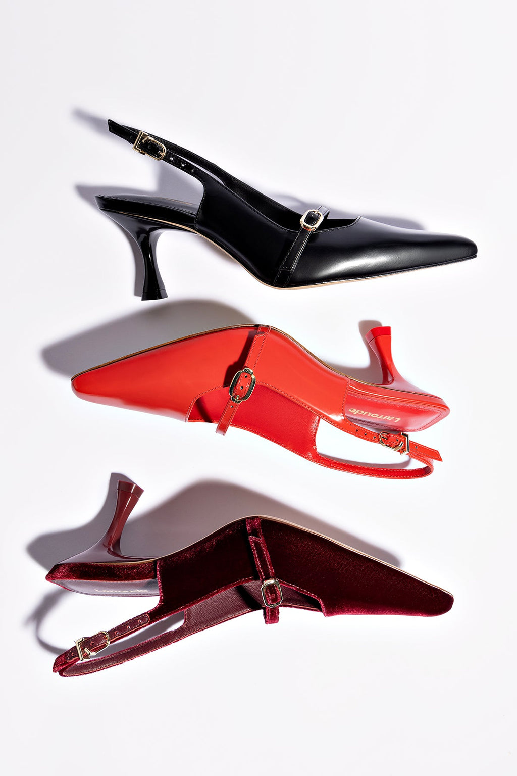 Larroude Ines Pump In Scarlet Leather