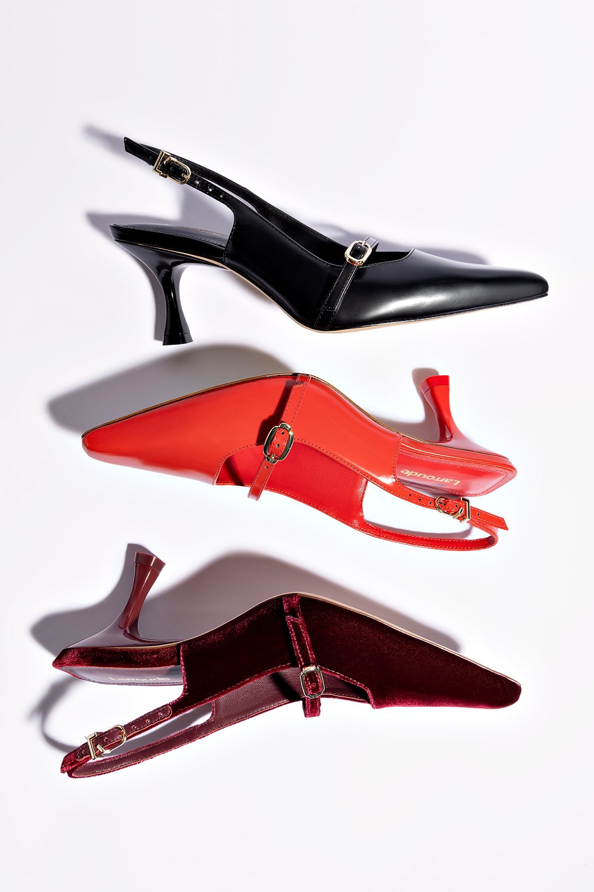 Larroude Ines Pump In Scarlet Leather