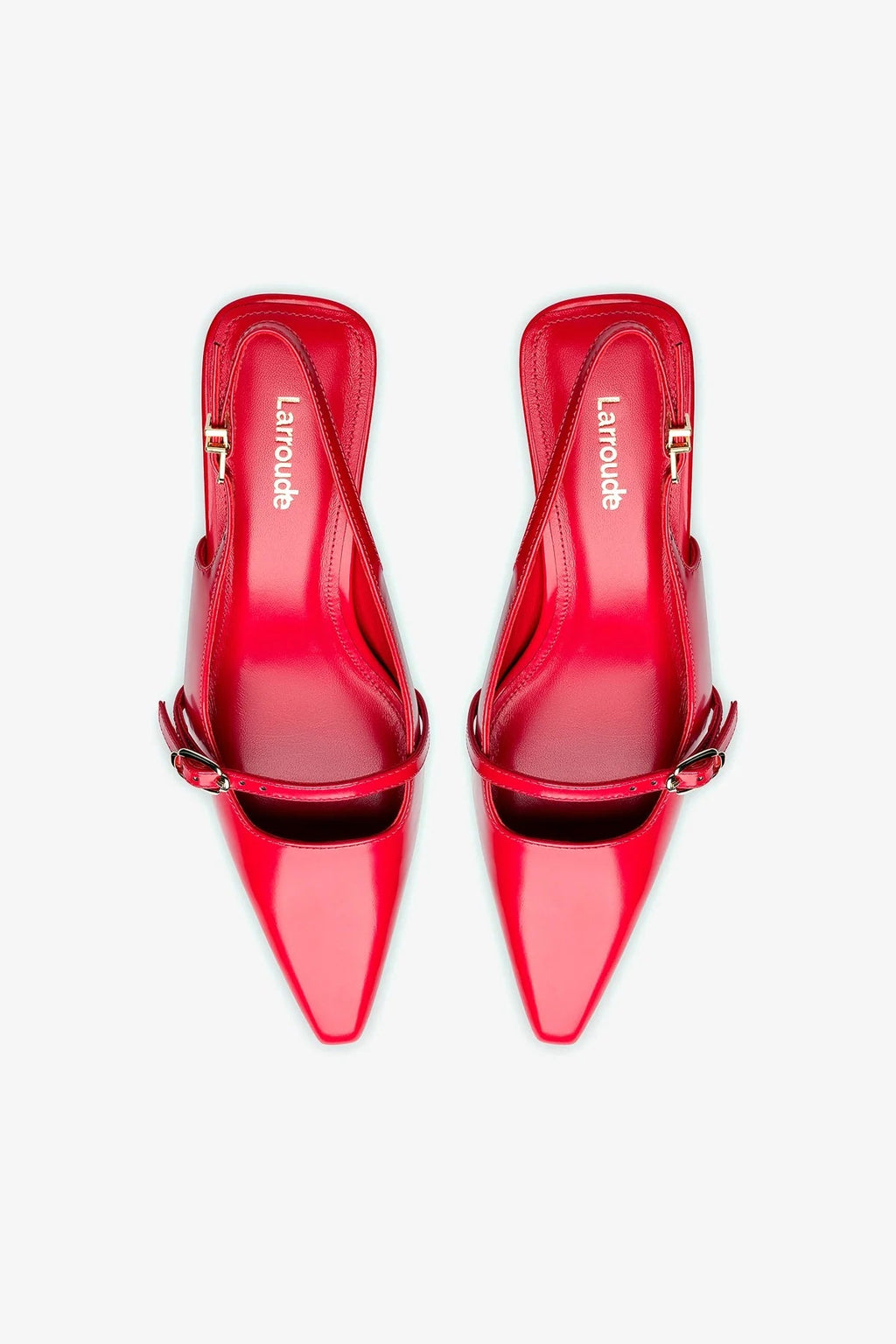 Larroude Ines Pump In Scarlet Leather
