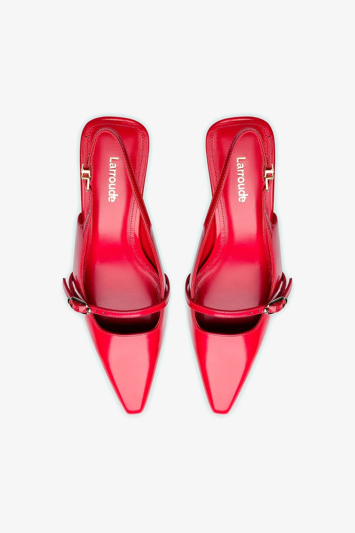 Larroude Ines Pump In Scarlet Leather