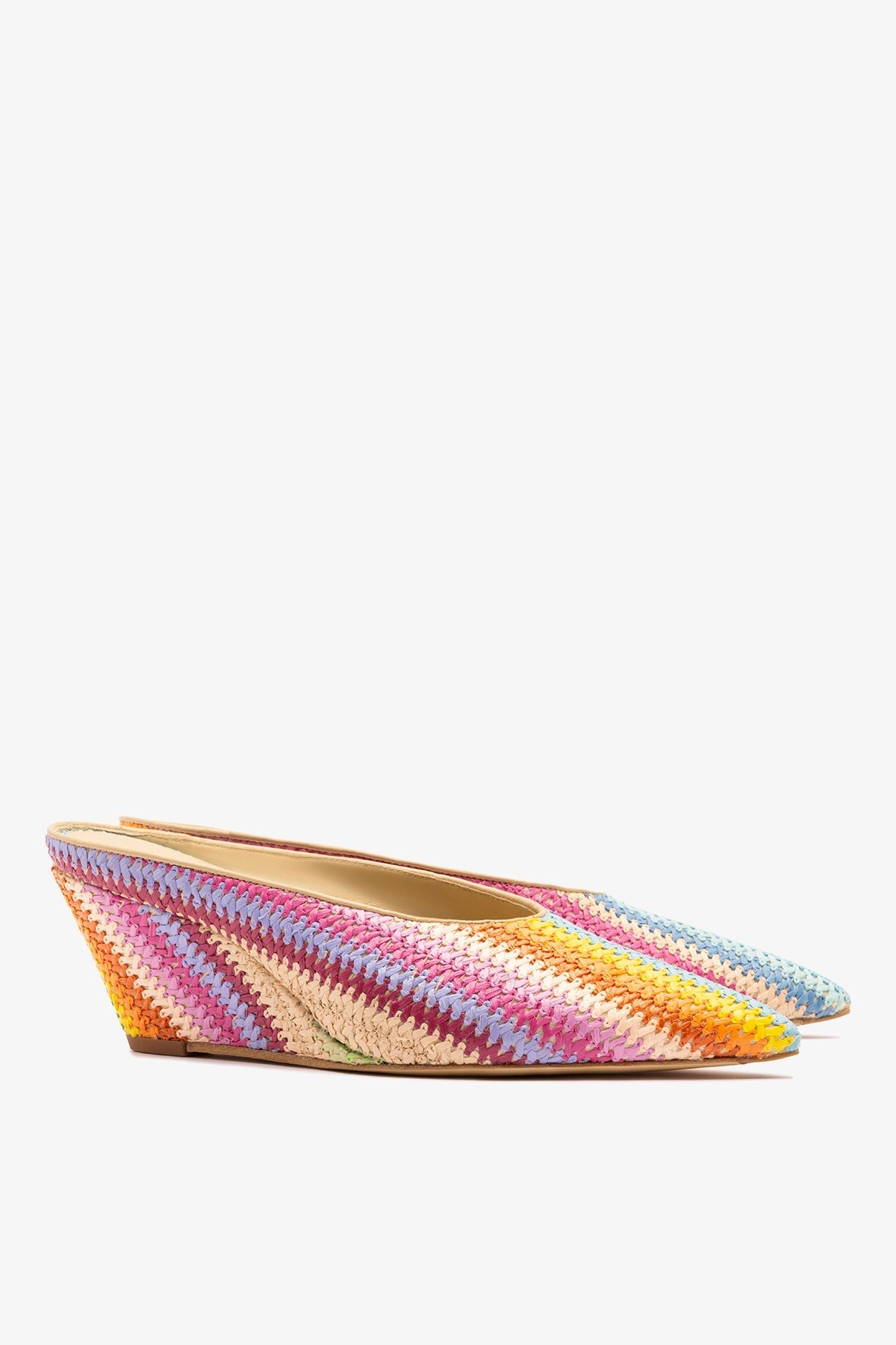 Larroude Loulou Mule Rainbow Raffia