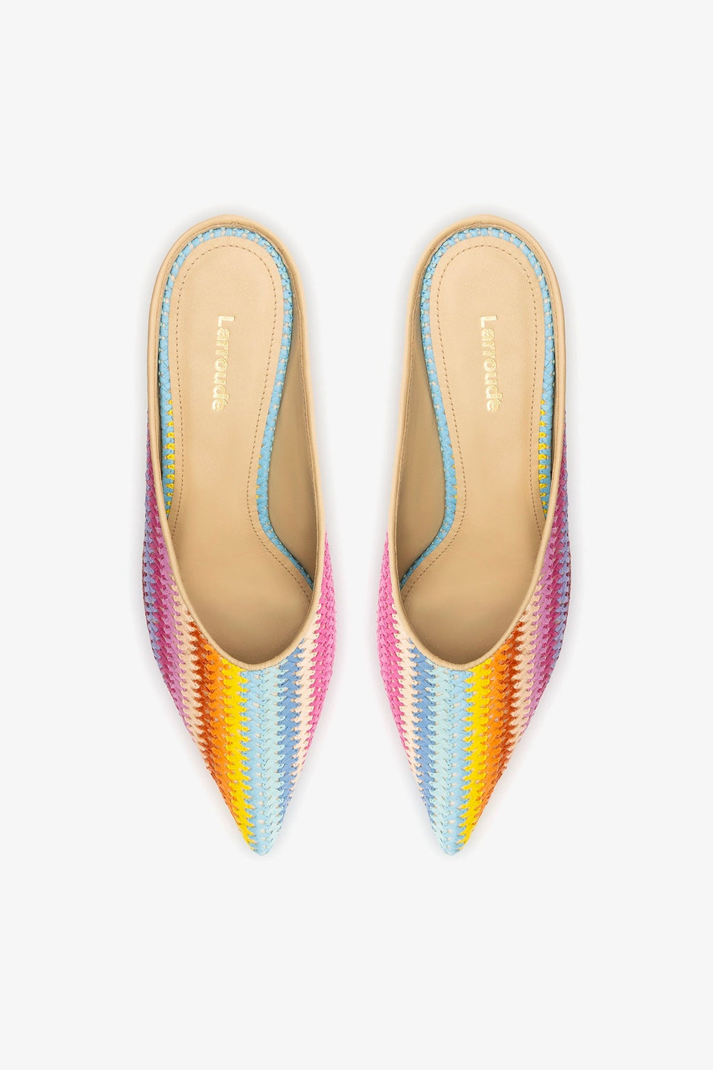 Larroude Loulou Mule Rainbow Raffia